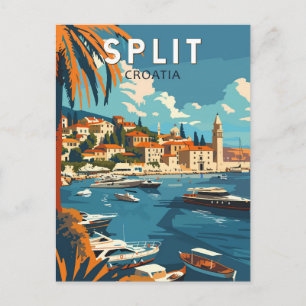 Carte Postale Split Croatie Travel Art Vintage