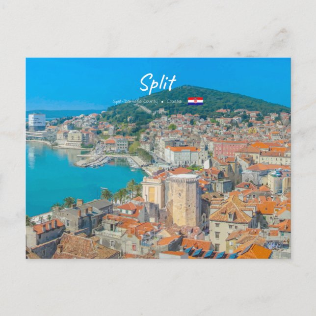 Carte Postale Split, Croatie - Ville côtière (Devant)