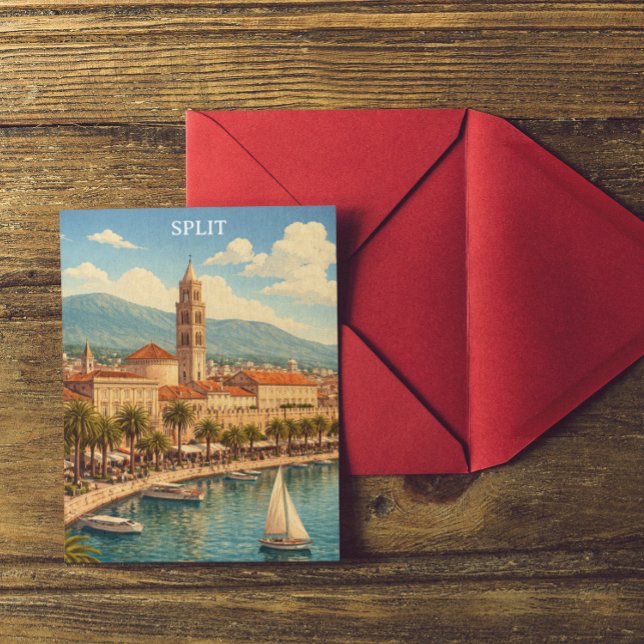 Carte Postale Split Croatie Vintage Côte Adriatique (Split Croatia Vintage Adriatic Coast Postcard)