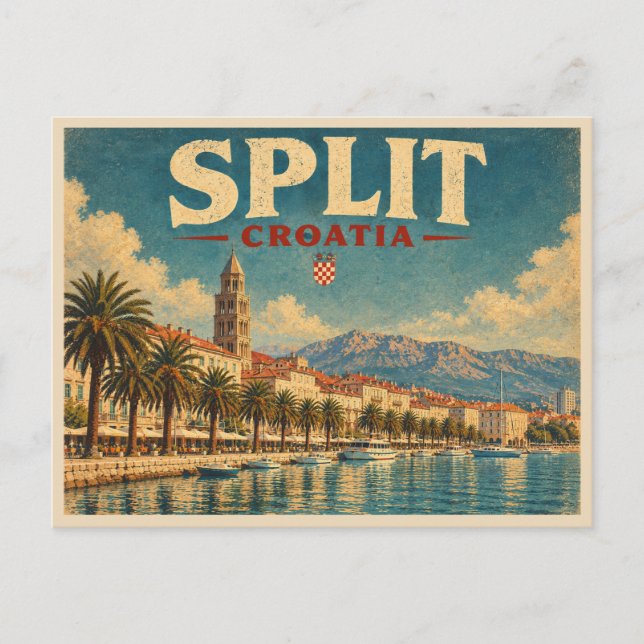 Carte Postale Split Croatie Voyage Rétro (Devant)