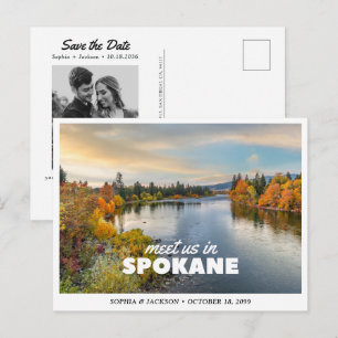 Carte Postale Spokane Mariage Économisez la Date Voyage Rétro