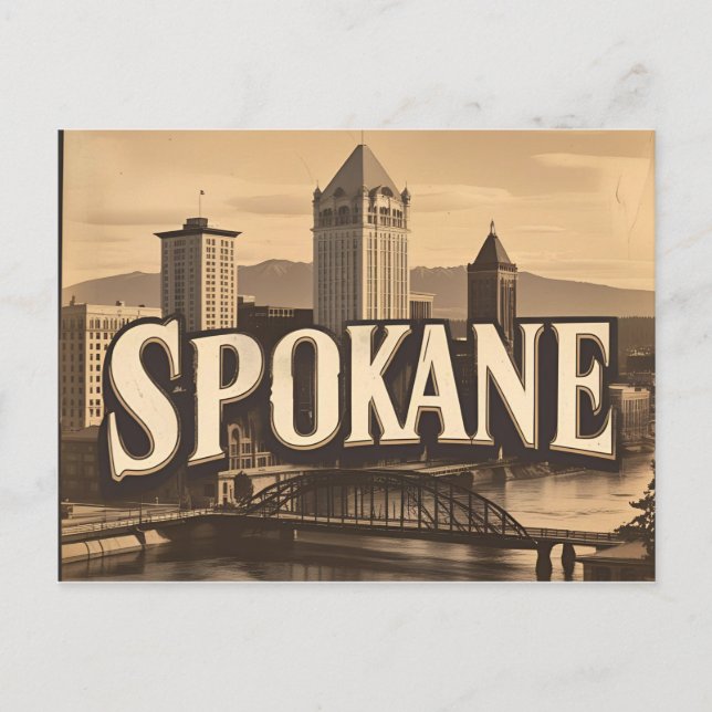 Carte Postale Spokane Washington DC ciel vintage (Devant)