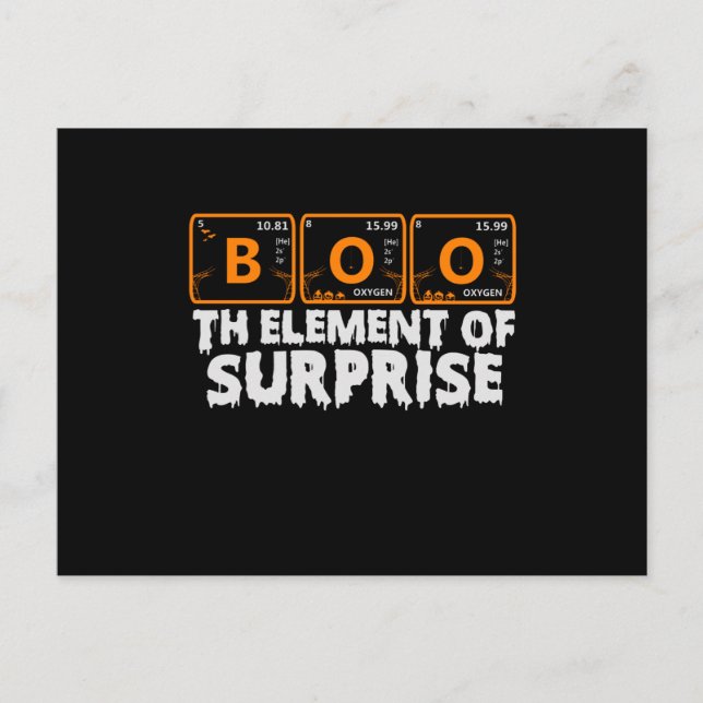 Carte Postale Spooky Halloween BOO Primary Elements of Surprise (Devant)