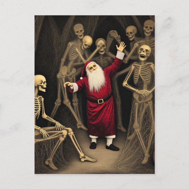 Carte Postale Spooky Party with Santa and the Skeletons (Devant)