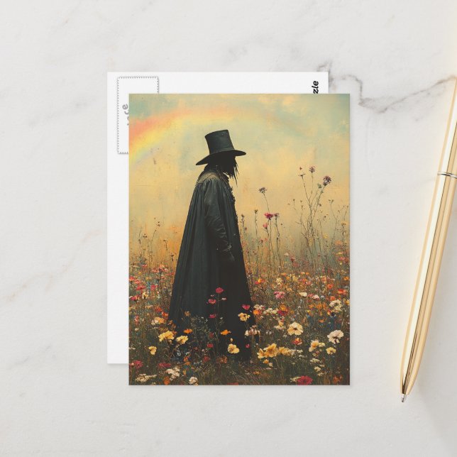 Carte Postale Spooky Plague Doctor in the Meadow (Devant/Arrière en situation)