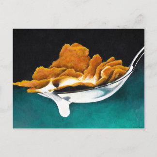 Carte Postale Spoonful of Cereal and Milk Painting Post Card
