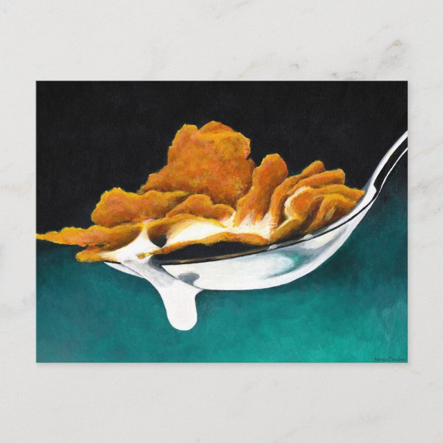 Carte Postale Spoonful of Cereal and Milk Painting Post Card (Devant)