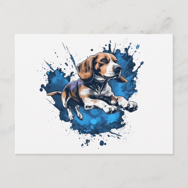 Carte Postale Sport aquatique beagle (Devant)