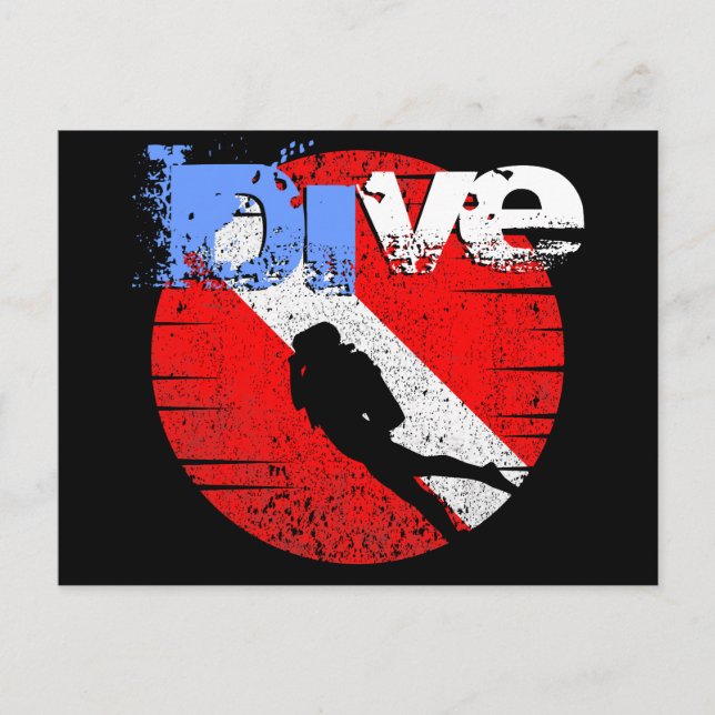 Carte Postale Sport de plongée, American Diver Down Flag SCUBA (Devant)