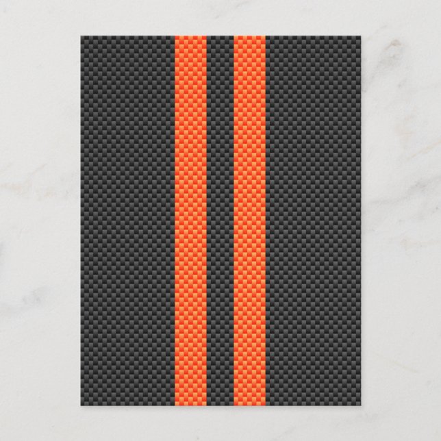 Carte Postale Sportif Vibrant Orange Stripes Carbone Fibre Style (Devant)
