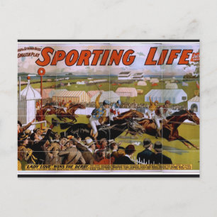 Carte Postale Sporting Life, 'Lady Luck gagne le Derby' Vintage