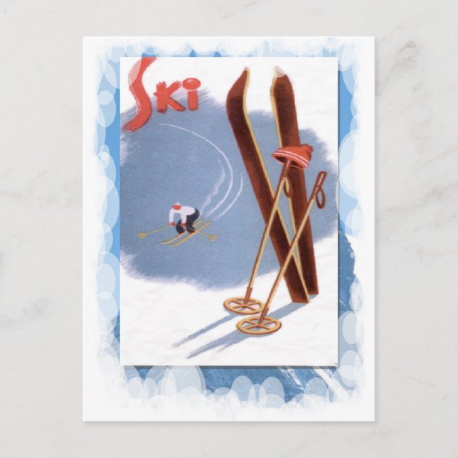 Carte Postale Sports d'hiver vintages - Kit ski (Devant)