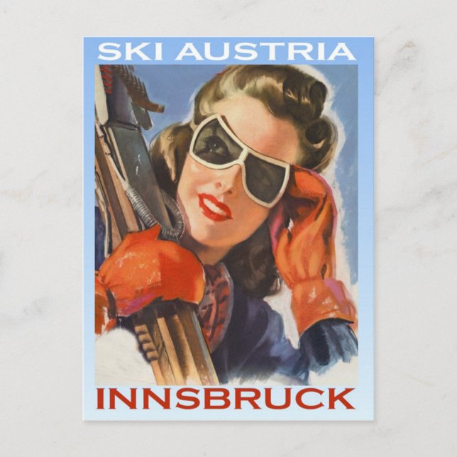 Carte Postale Sports d'hiver vintages, Ski Autriche, Innsbruck (Devant)