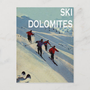 Carte Postale Sports d'hiver vintages, Ski Italie, Dolomites