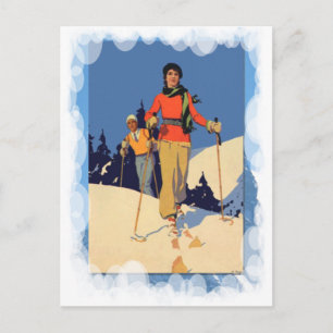 Carte Postale Sports d'hiver vintages - Sur la piste