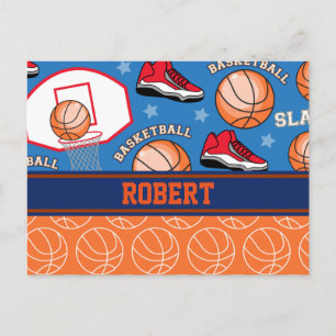 Carte Postale SPORTS Personnaliser Nom Basketball Fan Fun Motif