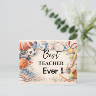 Carte Postale Sports Teacher Thank You Gift End of School Year