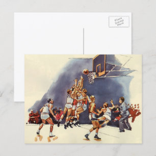 Carte Postale Sports vintages Basketball, Joueurs dans un jeu