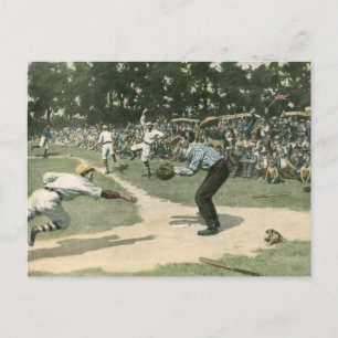 Carte Postale Sports vintages, Joueur de baseball glissant à la