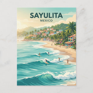 Carte Postale Spot de surf de la plage de Sayulita au Mexique