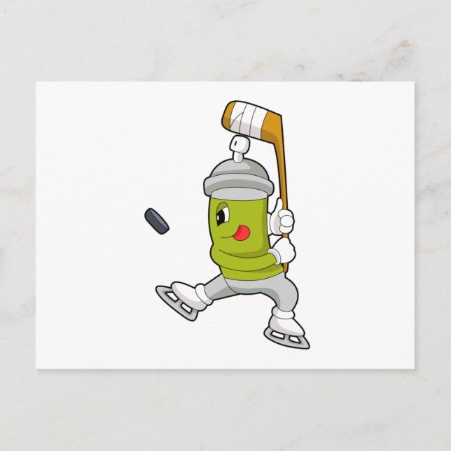 Carte Postale Spray de glace Hockey sur glace Bâton de hockey su (Devant)
