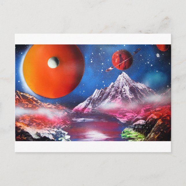 Carte Postale Spray Peinture Art Extérieur Planètes spatiales Sc (Devant)