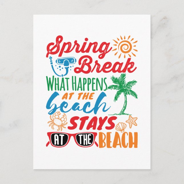 Carte Postale Spring Break What Happens at the Beach Funny Party (Devant)