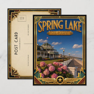 Carte Postale Spring Lake New Jersey Art Déco vintage de l'âge d