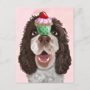 Carte Postale Springer Spaniel avec Cupcake 2