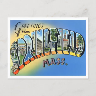 Carte Postale Springfield, Massachusetts Vintages grandes lettre