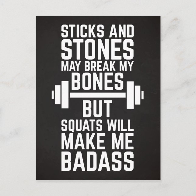 Carte Postale Squats Will Make Me Badass Gym Quote (Devant)