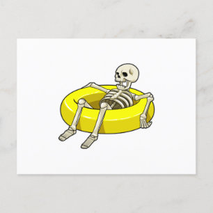 Carte Postale Squelette à la piscine avec un brassard