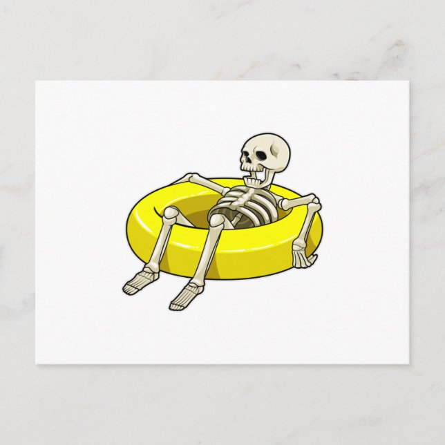 Carte Postale Squelette à la piscine avec un brassard (Devant)
