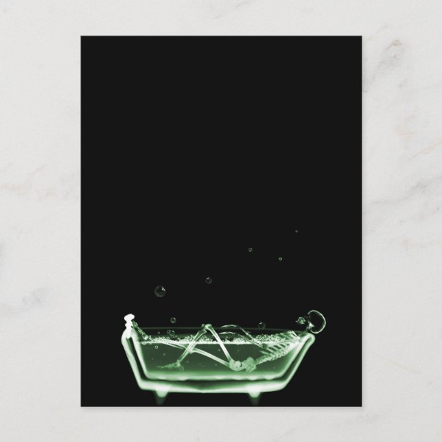 Carte Postale Squelette à rayons X bain noir vert (Devant)