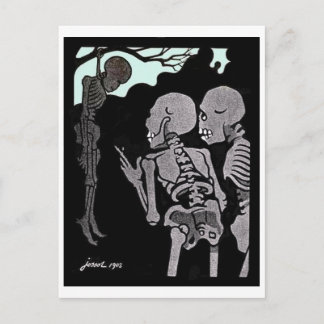 Carte postale Squelette accrochée