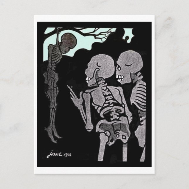 Carte postale Squelette accrochée (Devant)