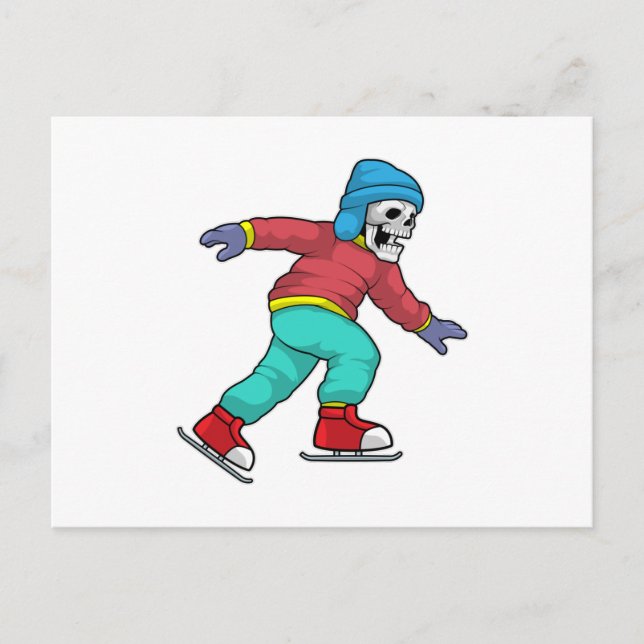 Carte Postale Squelette au patinage artistique avec des patins à (Devant)