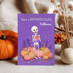 Carte Postale Squelette avec Citrouille Spooktacular Halloween