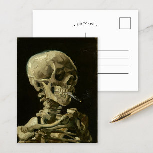 Carte Postale Squelette avec une cigarette brûlante   Van Gogh