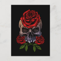 Squelette Crâne Roses Romantique Floral Décès