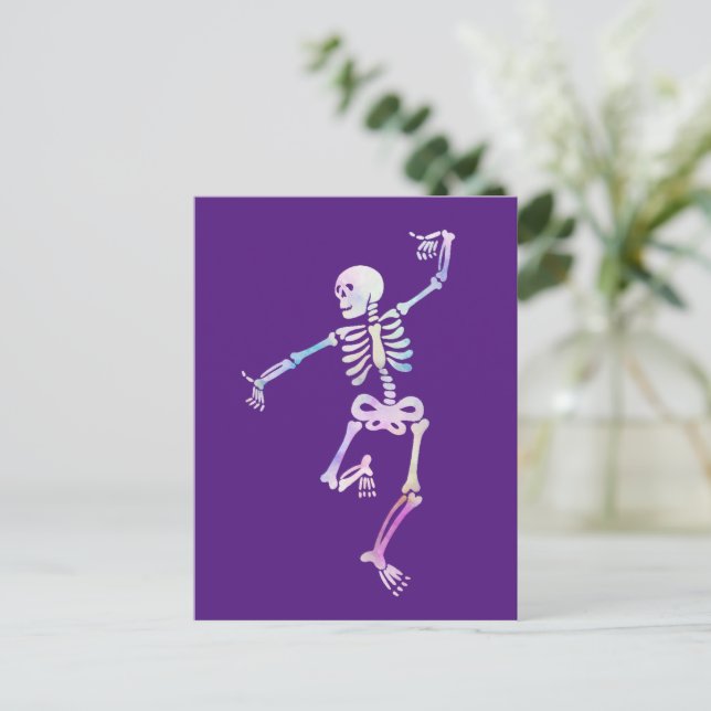 Carte Postale Squelette Dansant Aquarelle (Debout devant)