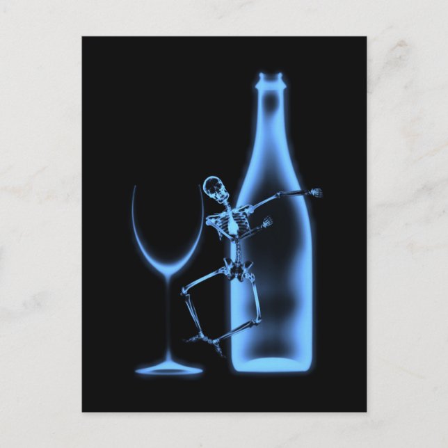 Carte Postale Squelette de célébration aux rayons X et vin - Ble (Devant)