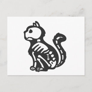 Carte Postale Squelette de chat silhouette de dessin animé - Cho