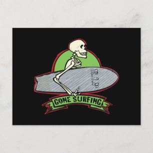 Carte Postale Squelette de surf Halloween