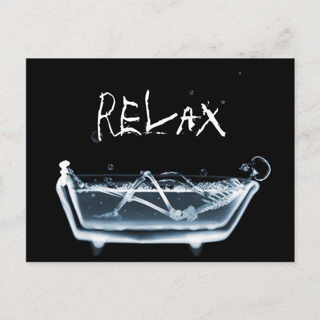 CARTE POSTALE SQUELETTE DE VISION DE RAYON X DE BAIGNOIRE - BLEU (Devant)