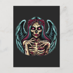 Carte Postale Squelette déplaisant Zombie Angel Dark Imaginaire 