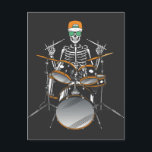 Carte Postale Squelette d'Halloween Rock Hand jouant de la batte<br><div class="desc">Squelette d'Halloween Rock Hand batteur jouant de la batterie Graphisme Cadeau Carte postale standard Collection Classique.</div>