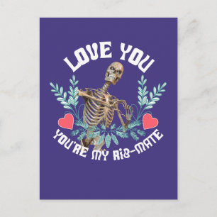 Carte Postale Squelette Drôle Saint-Valentin Côtes Copain Humour