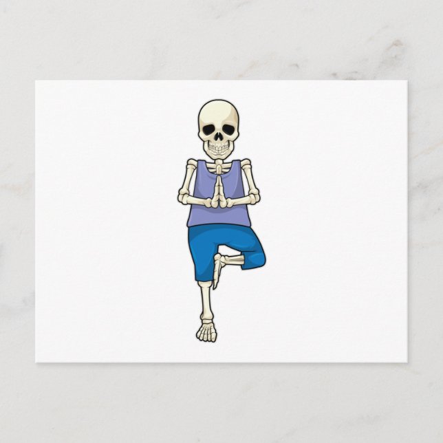 Carte Postale Squelette en étirement de yoga (Devant)
