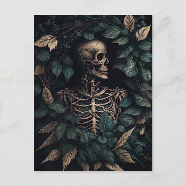 Carte Postale Squelette en Plante (Devant)